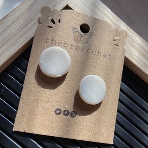 White stud polymer clay earrings
